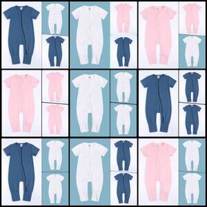 Unisex Baby Romper 3 Set Sleeper Bodysuit Cotton Short Sleeve Double Zipper 3-24